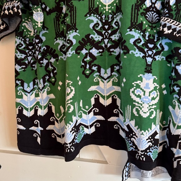 Chico's Short Sleeve Long Sweater Cardigan Blue Stripes size 2 - Picture 5 of 8